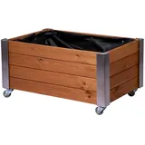 dobar Hochbeet Rollfi mit Rollen 78 cm x 52 cm x 40,5 cm Braun