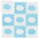 Relaxdays 18-tlg. Puzzlematte Wolke Weiß,Blau