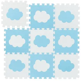 Relaxdays 18-tlg. Puzzlematte Wolke Weiß,Blau