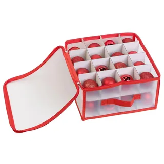 Infactory Aufbewahrungsbox für 32 Christbaumkugeln bis 6 cm, Tragegriffe