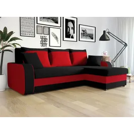 Mirjan24 Ecksofa 2-Sitzer Mikrofaser Rot/Schwarz