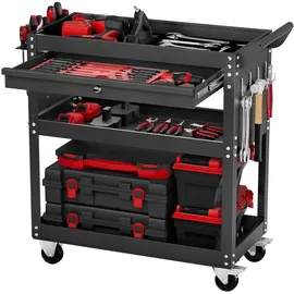 Vevor Werkzeugwagen 830x350x826 mm, 160 kg Tragkraft, Werkstattwagen mit Schublade, Aufbewahrungsorganizer für Mechanikerwerkzeuge, für Garage, Lager und Reparaturwerkstatt, schwarz