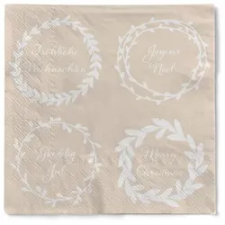Serviette aus recycled Tissue, Duncan, 24 x 24 cm, 150 Stück - Mank - Weihnachtsserviette Cocktail-Serviette