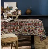 Lanqinglv Bohemian Tischdecke 140x140cm Abwaschbar Baumwolle und Leinen Tischtuch Rot Bunt Vintage Tischdecke Quadratisch Gartentischdecke Küchentischabdeckung für Speisetisch