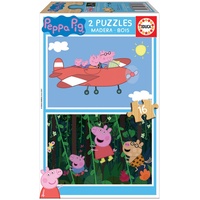 Educa Puzzle 2x16 Peppa Pig, 2 x 16 Teile Holzpuzzle-Set für Kinder ab 3 Jahren,