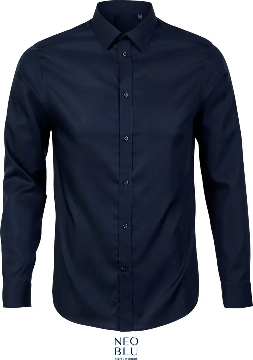 NEOBLU Herren Micro-Twill Hemd langarm Blaise Men night blue M