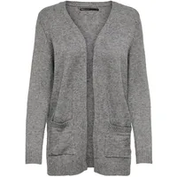 Only Damen Strickjacke mit Taschen Stretch Casual Langarm ONLLESLY Open Cardigan Noos Gerippt, Farben:Grau, Größe:S