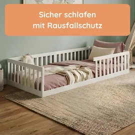 Kids Collective Jugendbett Bodenbett 90 x 200 cm Kiefer massiv weiß