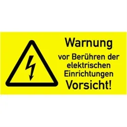 Aufkleber Warnung vor Berühren der elektrischen Einrichtungen, Kombischild,Folie, 74x37 mm