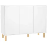 Homfa Sideboard Sideboard Kommode, mit 3 Türen, weiß, 107x40x80cm, aus Holz weiß