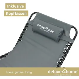 deluxe4home Sonnenliege 5-stufig verstellbar 200 x 65 x 30 cm Grau