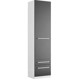 Priess Kleiderschrank PRIESS "Schrank Garderobe Wäscheschrank Barcelona in 5 Breiten", schwarz (schwarz, weiß), B:48cm H:193cm T:36cm, Holzwerkstoff, Schränke, Kleiderschrank, viel Stauraum, geräumige Schubkästen, mit Spiegel, MADE IN GERMANY