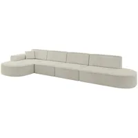 Altdecor Ecksofa Hellgrau, Textil, 5-Sitzer, L-Form Ottomane links, 406x165