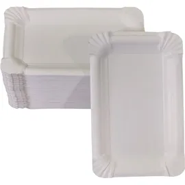 WIMEX Flache Pappteller eckig 11 x 17 cm 100 St. Weiß