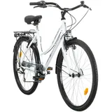 Multibrand Distribution Probike 26 Zoll City Fahrrad Urban Cityräd 6-Gang Damen, Herren, Mädchen, geeignet ab 155 cm - 175 cm (Weißer Glanz)