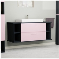 GARLIVO Waschbeckenunterschrank GLA-120 mit Schubladen, Badezimmer Waschtischunterschrank, Rose Breite 120 cm, Soft-Close, Push-to-Open/ Tip-On, Hängend schwarz