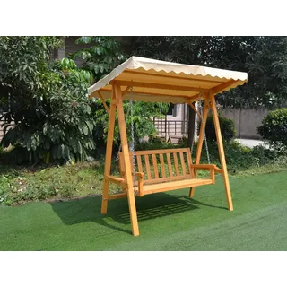 Mucola Hollywoodschaukel 188x161x88 cm Gartenschaukel Holz Hängeschaukel mit Sonnenschutz Schaukelbank Relaxschaukel Terrassenschaukel