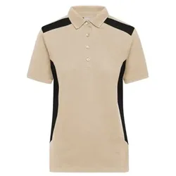Damen BIO Workwear Poloshirt Kontrast JN1825, stein-grau/schwarz, Größe L - grau/schwarz - L