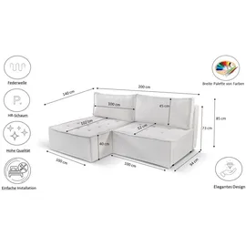 Kaiser Bohoo Mini modernes Ecksofa mit Schlaffunktion Ecru Rechts