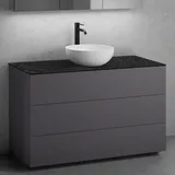 neoro n50 Unterschrank B: 120 cm mit 3 Auszügen, Waschtisch Ø 40 cm weiß matt, B: 120.5 BN0064WM+BN0454GR+BN0404C2