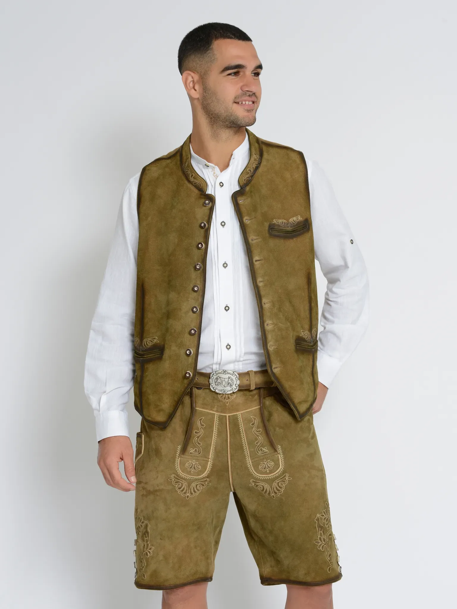 Trachtenweste JCC "31023206", Herren, Gr. 52, beige (sand), Obermaterial: 100% Ziege / Außenmaterial: 100% Baumwolle / Futter: 100% Polyester, Westen