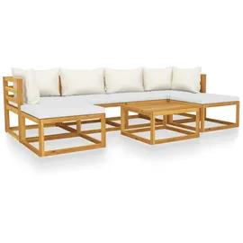 vidaXL Garten-Lounge-Set 7-tlg. creme massivholz akazie