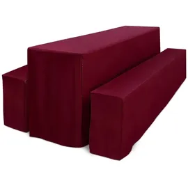 Beautissu 3tlg Biertischhussen Set für Bierzeltgarnitur 220x70cm Bordeaux