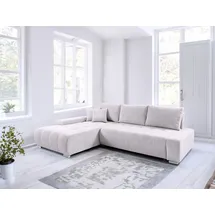 Fun Möbel Ecksofa Sofa mit Schlaffunktion VOGAR Stoff Poso Altweiß Ottomane Links - Weiß