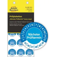 Avery Zweckform 6987-2025 Prüfplakette Blau Folie selbstklebend (Ø) 20mm