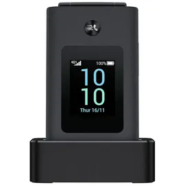 TCL Onetouch 4043 Smartphone, einfach zu bedienen, große Tasten, 4G, Zwei Clip-Displays, Taschenlampe, 1380-mAh-Akku, Bluetooth, Dual-SIM, 3,5-mm-Audioanschluss, mit Ladestation (Grau)