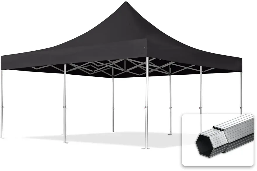 TOOLPORT  5x5m Aluminium Faltpavillon, ohne Seitenteile, schwarz - (59058)