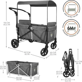 509 crew de gmbh Bollerwagen 2in1 klappbar dunkelgrau mit Dach