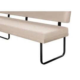 OTTO home Eckbank OTTO HOME "Gabi Esszimmerbank, Bank, Küchenbank, Polsterbank", helles beige, B:214cm H:87cm T:164cm, Holzwerkstoff, Massivholz, Metall, Polyester, Sitzbänke, Eckbank, Gestell aus matt-schwarzem Flachmetall, stabil, 2-Stoff-Design