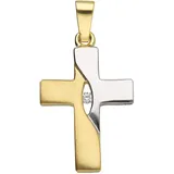 Kettenanhänger ADELIA ́S "Kreuzanhänger 333 Gold ( 8K ) mit Zirkonia", gold (silber), Schmuckanhänger, Damen, mit Zirkonia, Gold, Kettenanhänger, Goldanhänger Kreuz