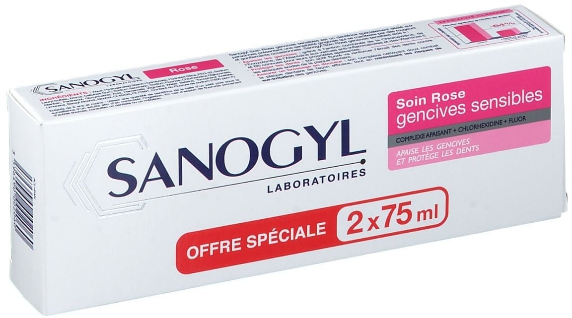 Sanogyl Rose gencives sensibles 2x75 ml dentifrice(s)