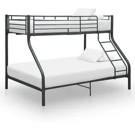 vidaXL Etagenbettgestell Schwarz Metall 140x200 cm/90x200 cm
