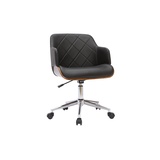 miliboo Design-Bürostuhl schwarz und dunkles Holz SANDRO