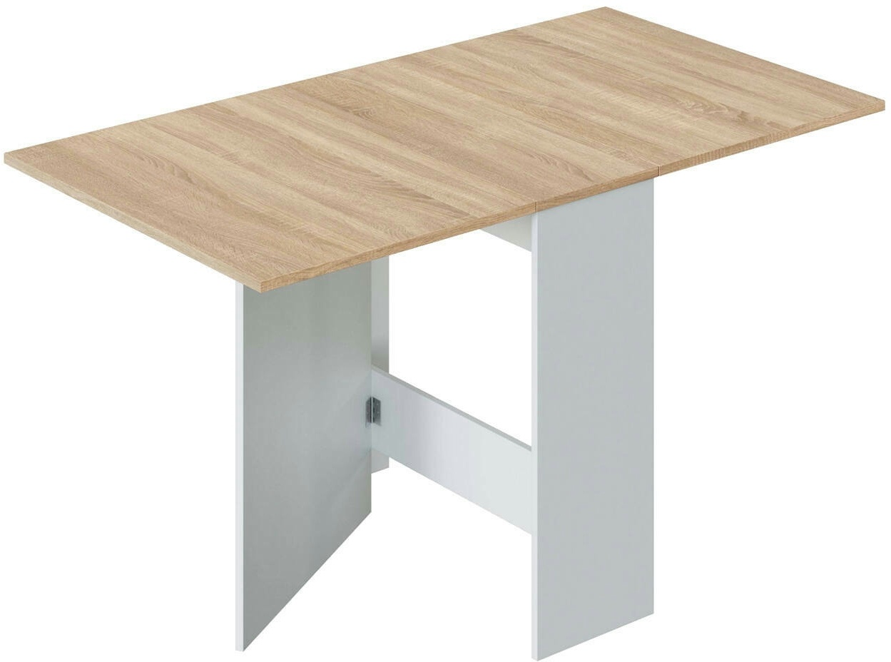 Dmora Ausziehbarer Tisch Toledo, Klappbarer Esstisch mit klappbarer Platte, Klappbarer Hilfstisch, 31x77h78 cm, Weiß und Eiche