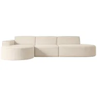 Altdecor Ecksofa Beige, Textil, 3-Sitzer, Ottomane links, L-Form Corner