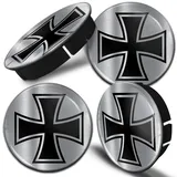 Biomar Labs® 4 x 60mm / 55mm Universal Silikon Nabenkappen Iron Cross Eisernes Kreuz Kappen Felgendeckel Radkappen Radnabendeckel Nabendeckel Auto Tuning C 86