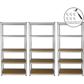 MONSTER SHOP 3 X E-rax Galvanisiertes 90cm Lagerregal Stahlregal Werkstattregal Schraubenlos Weiß