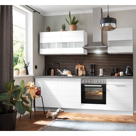 Kochstation Küche »KS-Luhe«, 240 cm breit, wahlweise mit oder ohne E-Geräten, gefräste MDF-Fronten, weiß