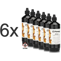 6 x Petroleum | Paraffinöl 1 Liter Flasche Alkan  - Petromax