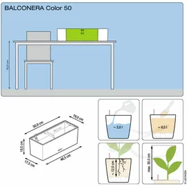 LECHUZA Balconera Color 50 Komplettset 50 x 19 x 19 cm petrolblau