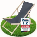 Melko Strandstuhl aus Holz Holzliegestuhl klappbar Campingstuhl Faltliege Sonnenliege Anthrazit Strandliege tragbar Campingliege