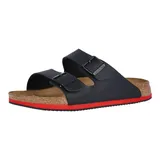Birkenstock Arizona Superlauf, Birko-Flor, schwarz/rot, schmal, Größe 47
