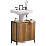 SoBuy Waschbeckenunterschrank mit 2 Türen Holz Braun 60 cm BZR63-II-PF