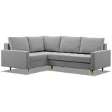 mebligo Links Ecksofa mit Schlaffunktion, Ottomane, Grau - Grau