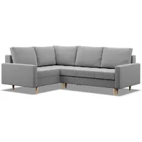 mebligo Links Ecksofa mit Schlaffunktion, Ottomane, Grau - Grau