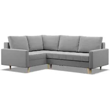 mebligo Links Ecksofa mit Schlaffunktion, Ottomane, Grau - Grau